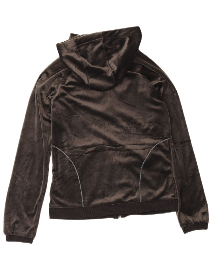 Maglione con cappuccio e zip in velluto da donna Adidas UK 12 Poliestere grigio medio