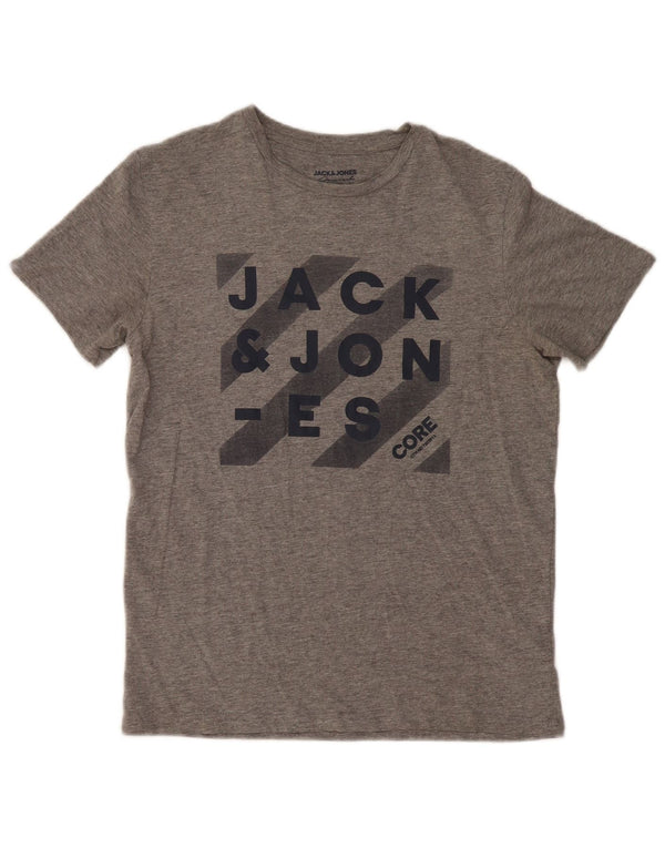 T-shirt grafica da uomo Jack & Jones Top in cotone grigio medio