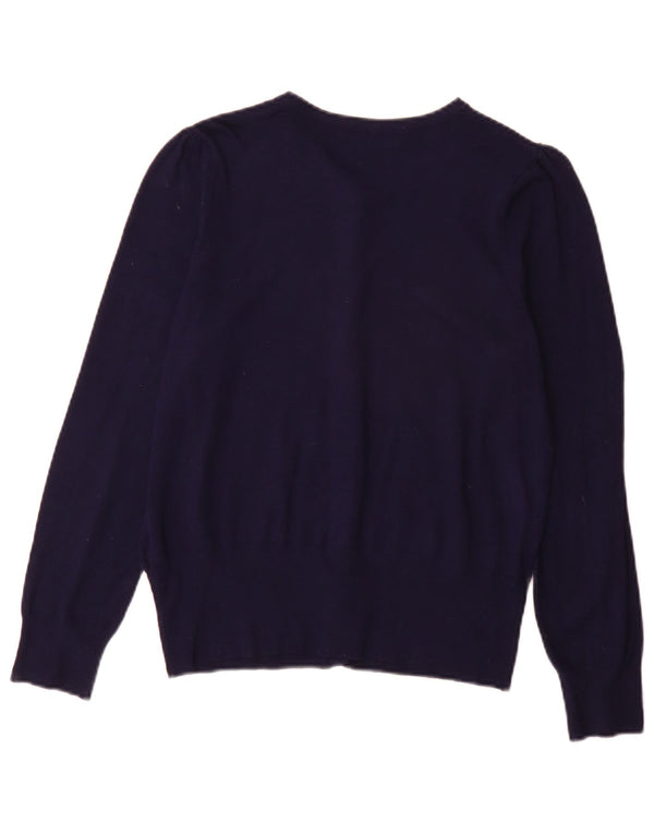 Maglione cardigan da donna Marks & Spencer UK 14 grande viscosa blu navy