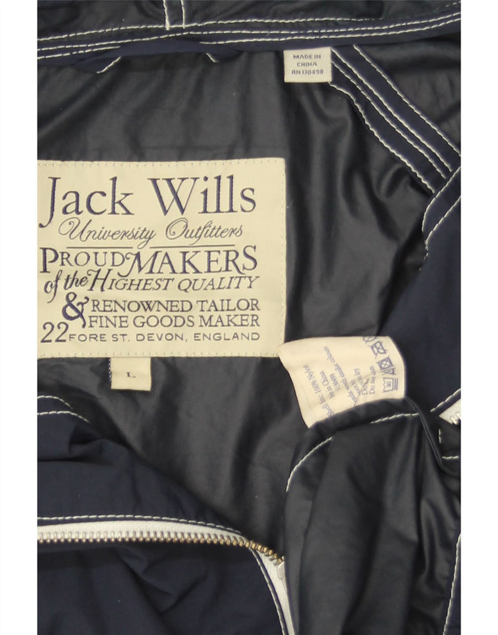 Giacca antipioggia con cappuccio da uomo Jack Wills UK 40 Large in nylon blu navy