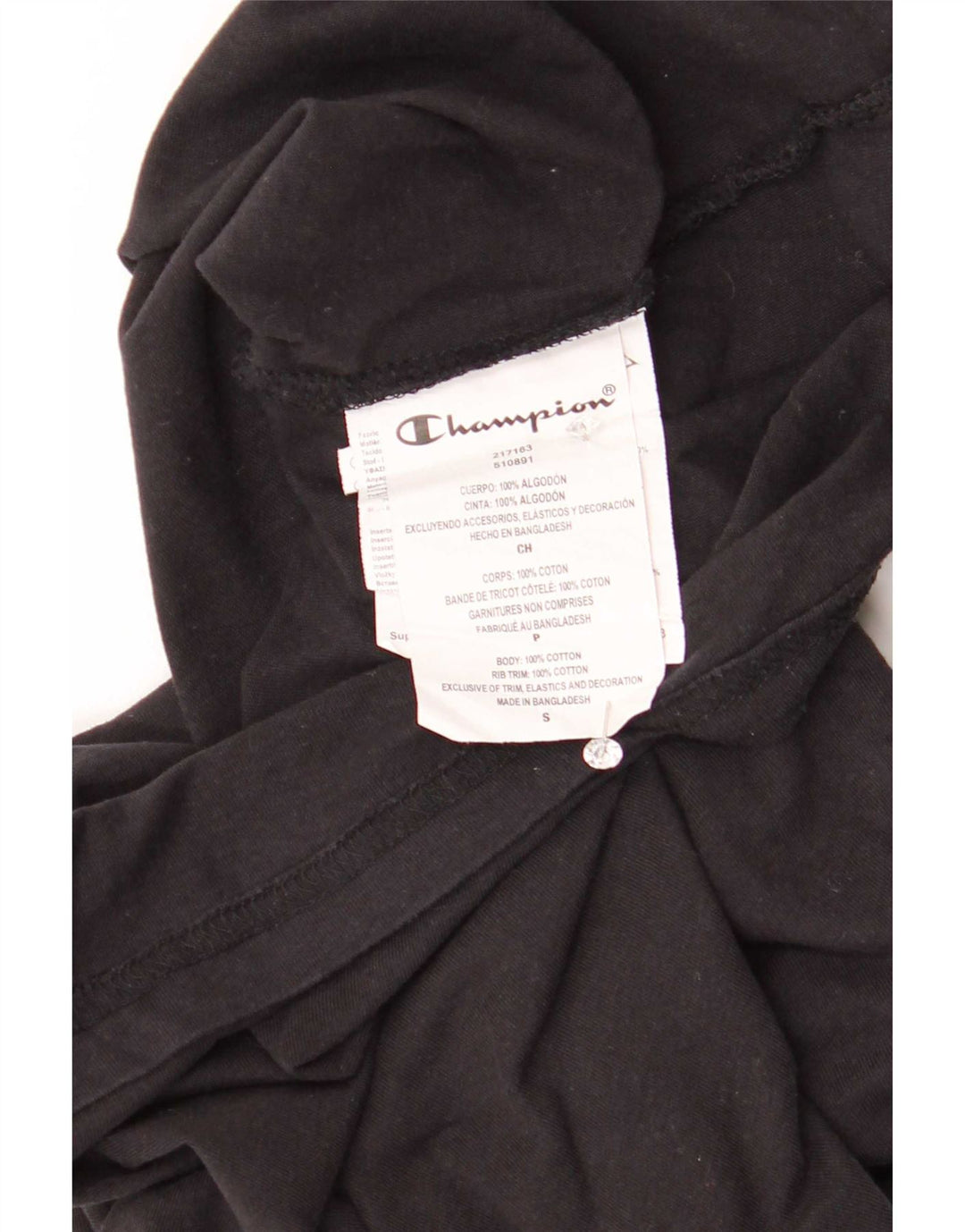 T-shirt da uomo Champion Top piccola in cotone nero