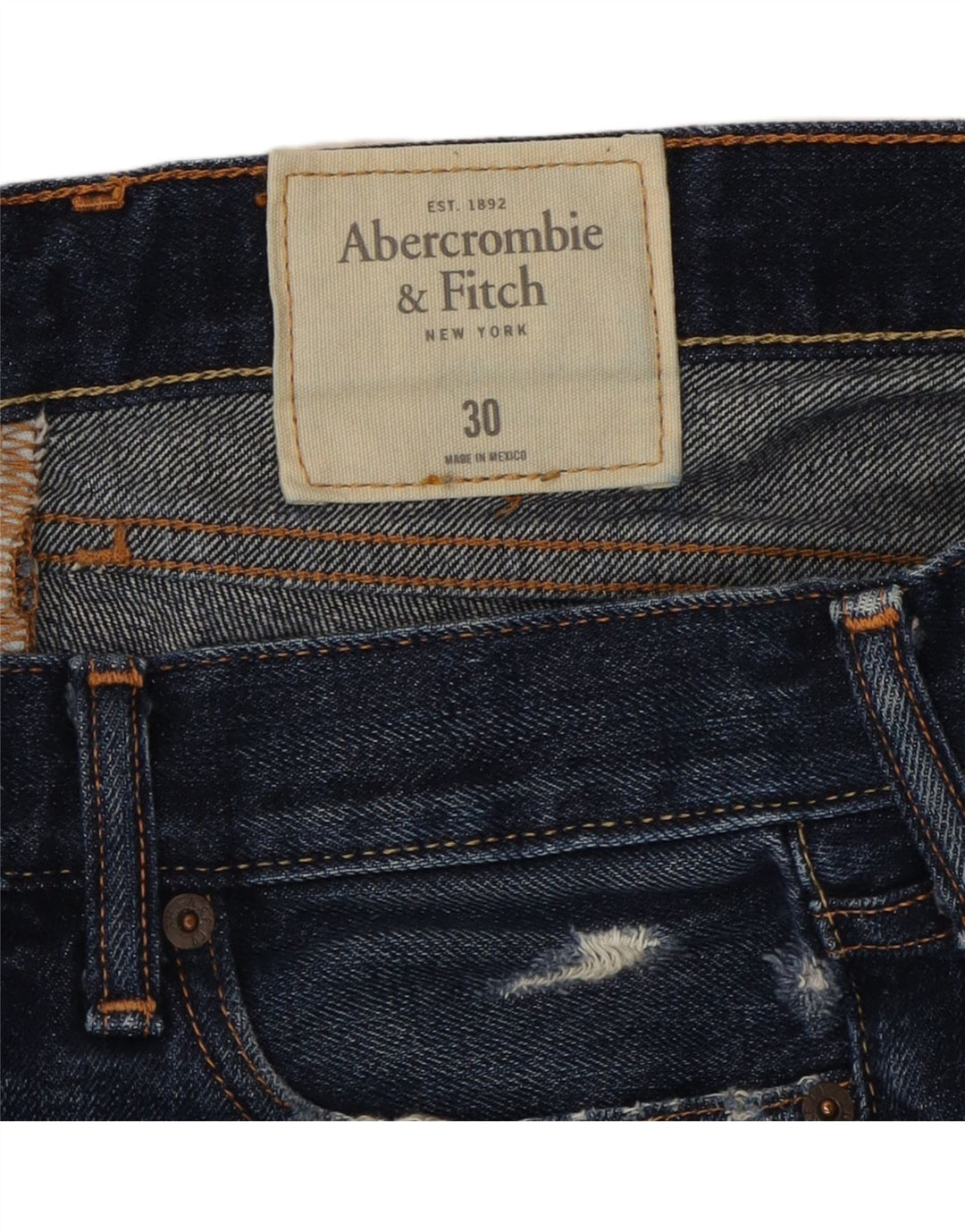 ABERCROMBIE & FITCH Womens Denim Shorts W30 Medium  Navy Blue Cotton Vintage Abercrombie & Fitch and Second-Hand Abercrombie & Fitch from Messina Hembry 