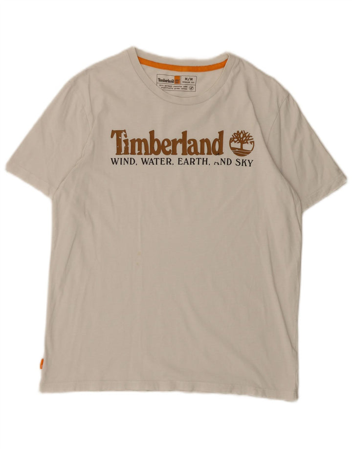 T-shirt grafica da uomo con vestibilità regolare Timberland Top in cotone bianco medio