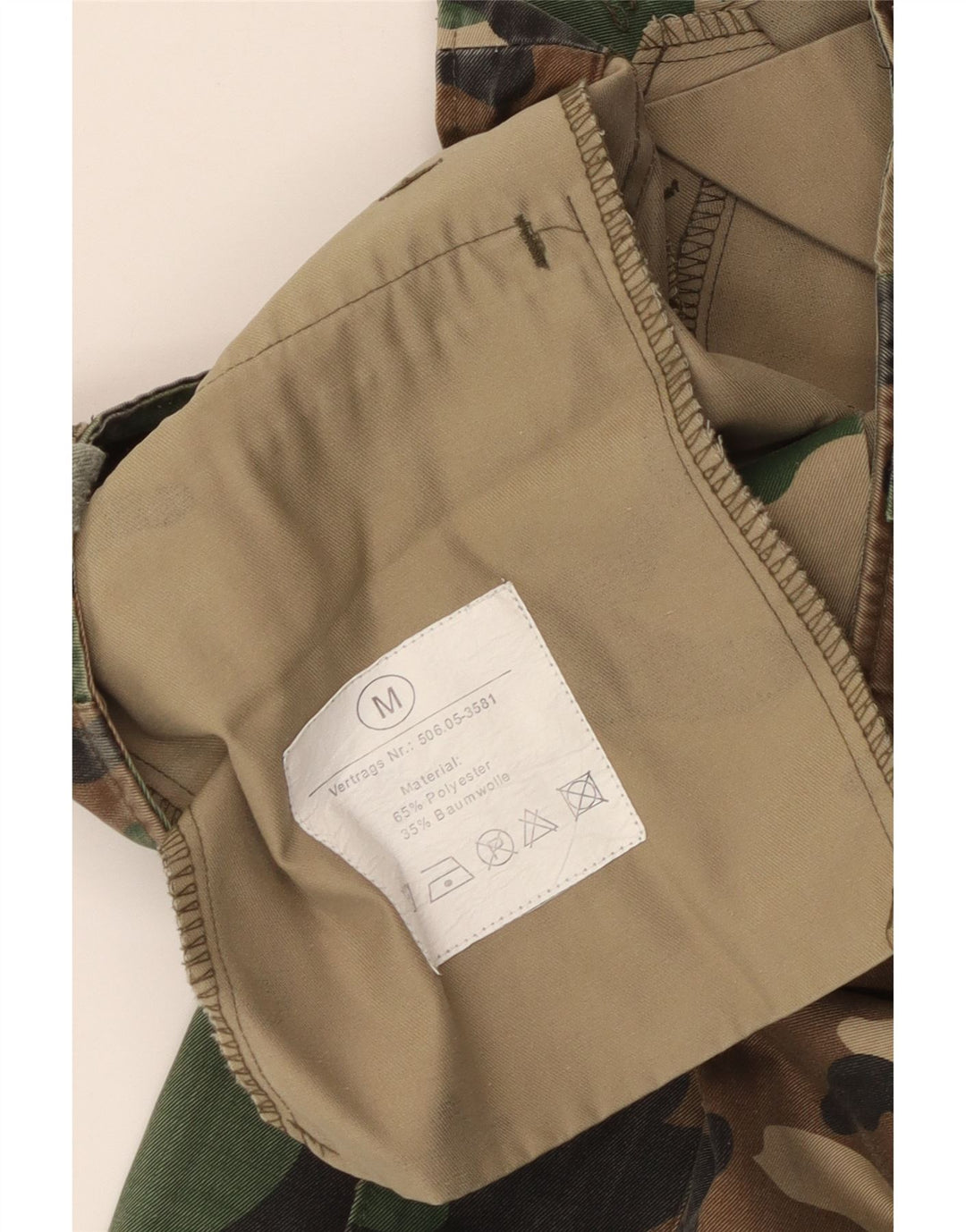 Pantaloni cargo da uomo VINTAGE medi W32 L31 poliestere mimetico kaki