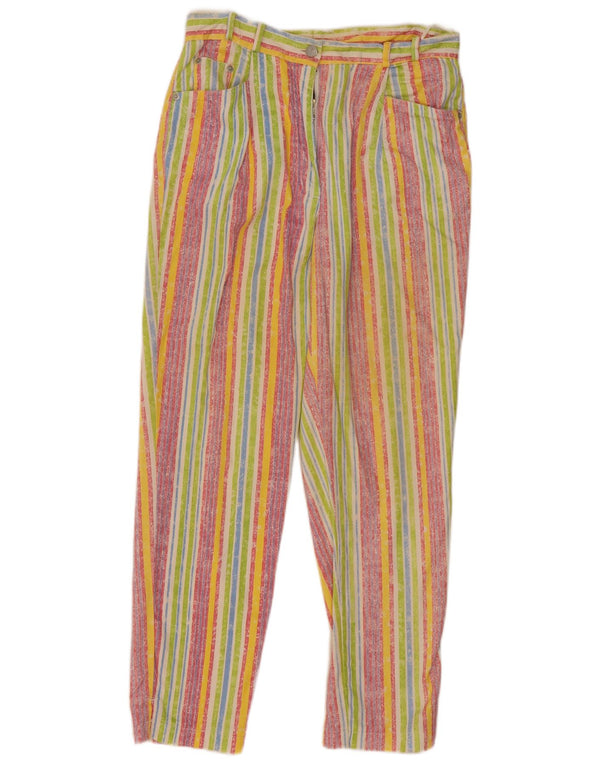 Vintage Womens Casual Trousers UK 16 Large W30 L28 Multicoloured Striped