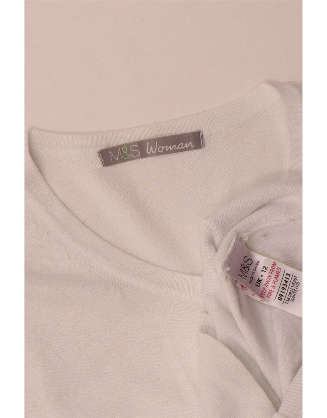 Maglione cardigan da donna Marks & Spencer UK 12 Viscosa bianca media