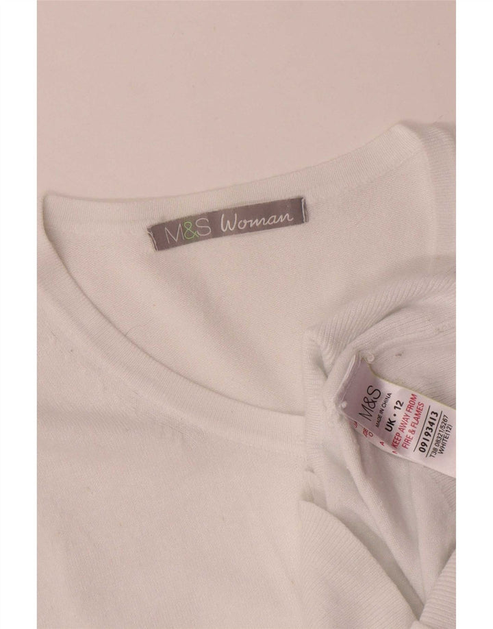 Maglione cardigan da donna Marks & Spencer UK 12 Viscosa bianca media