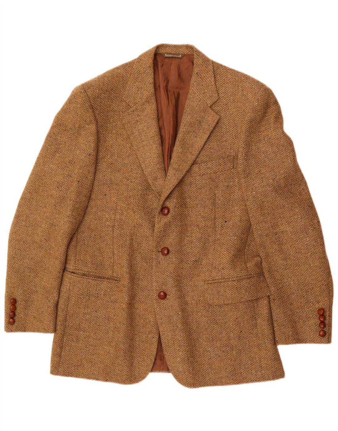 Giacca blazer a 3 bottoni da uomo Norton & Wilson IT 50 Large in lana marrone
