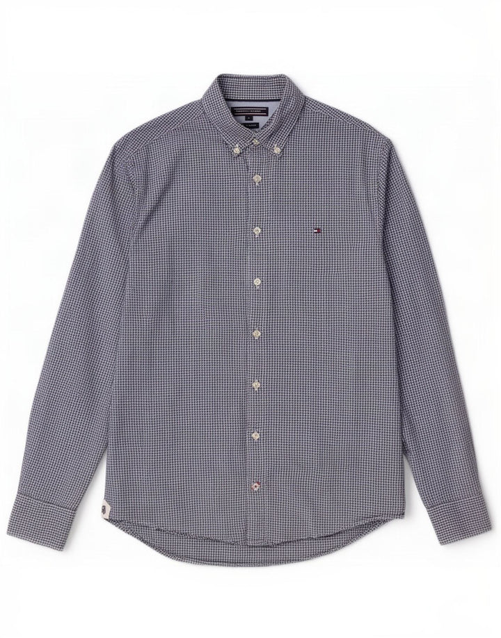 Camicia da uomo Tommy Hilfiger piccola in cotone a quadretti blu navy