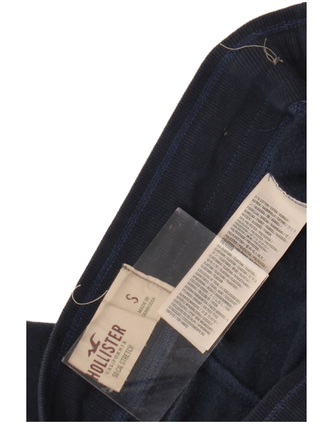 Pantaloni da tuta con grafica HOLLISTER da donna UK 10 piccoli in cotone blu navy