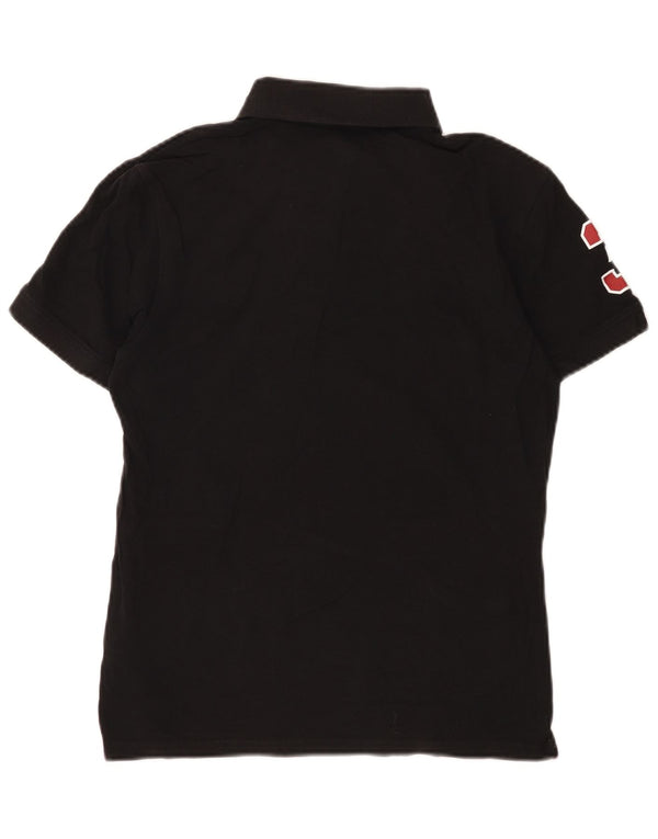 Polo grafica da uomo piccola in cotone nero