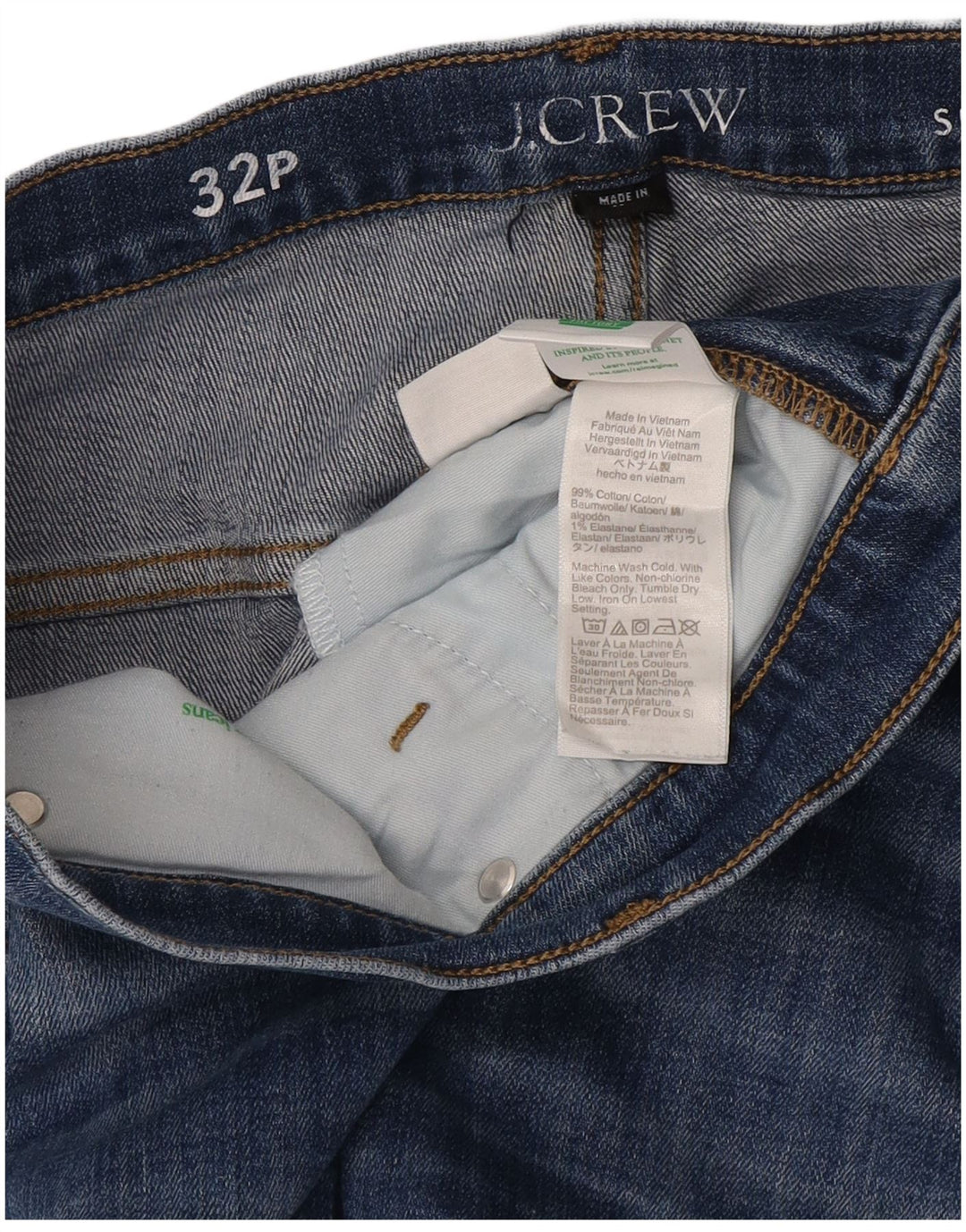 Jeans corti dritti slim da donna J. Crew W32 L23 cotone blu