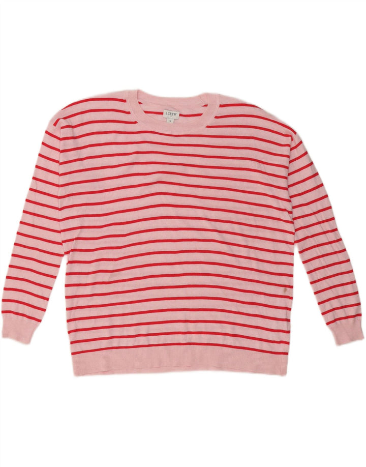 J. CREW Womens Oversized Crew Neck Jumper Sweater UK 10 Small Pink Striped Vintage J. Crew and Second-Hand J. Crew from Messina Hembry 