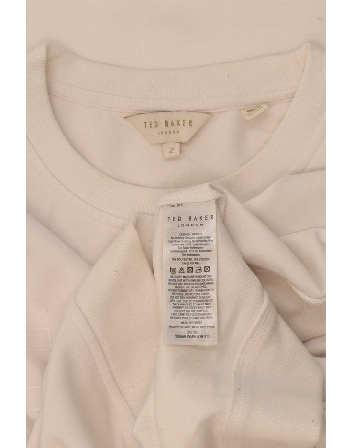 Felpa oversize da donna Ted Baker, taglia 2, piccola, in poliestere bianco