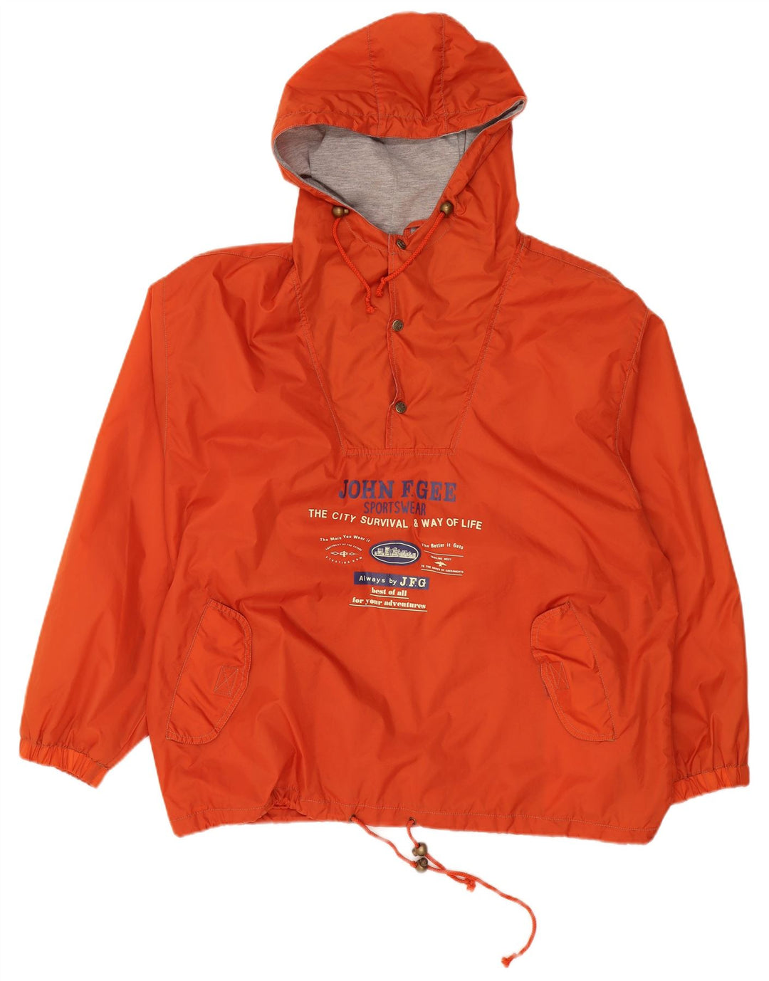 JOHN F GEE Giacca anorak con cappuccio grafica da uomo EU 56 3XL Arancione Poliammide
