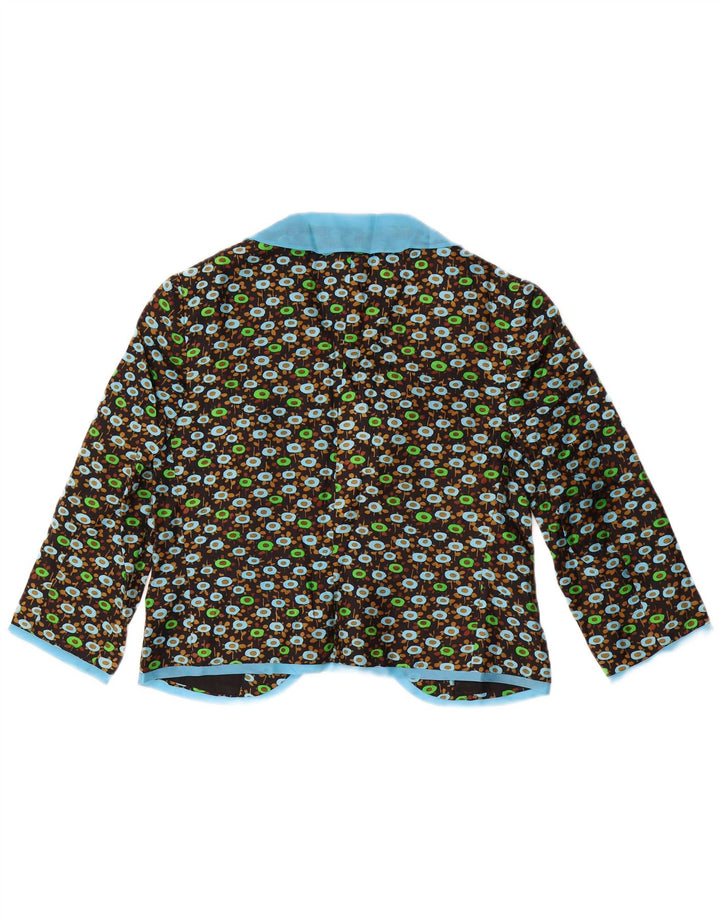 Set da 2 pezzi con maniche a 3/4 da donna VINTAGE UK 14 medio nero floreale