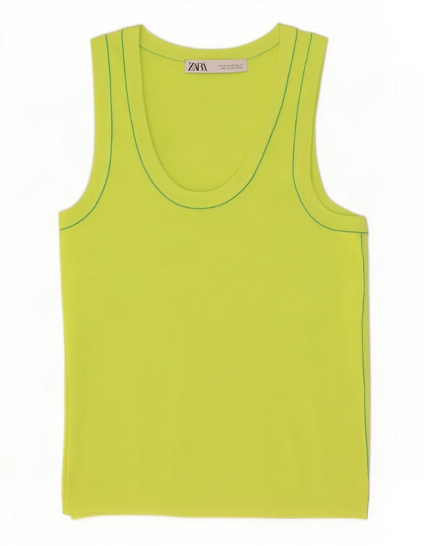 Canotta corta da donna Zara UK 4 XS verde viscosa