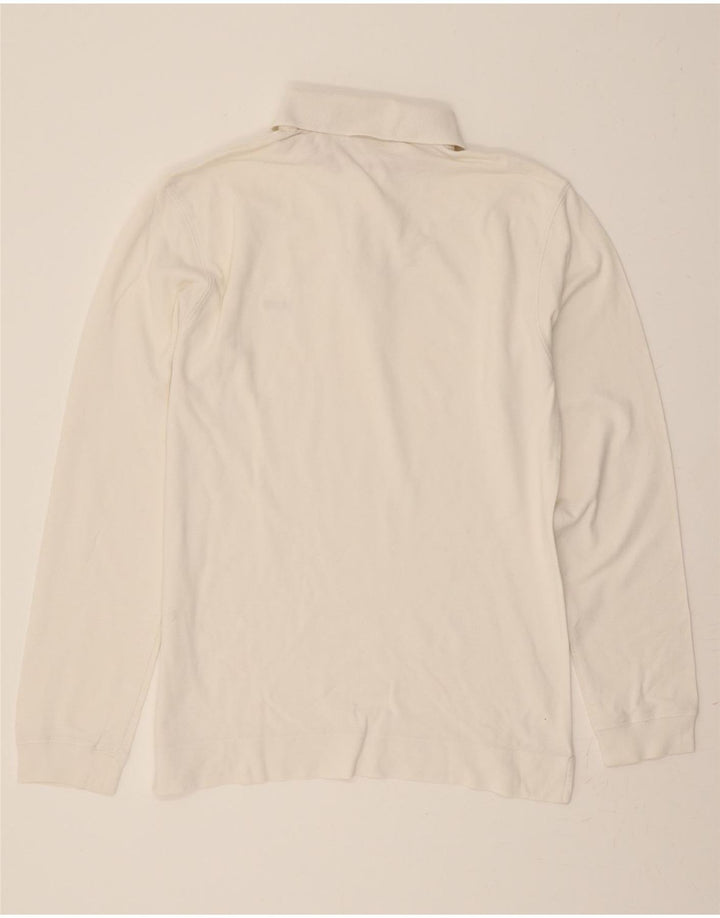 GAS Mens Long Sleeve Polo Shirt Medium White Cotton Vintage Gas and Second-Hand Gas from Messina Hembry 