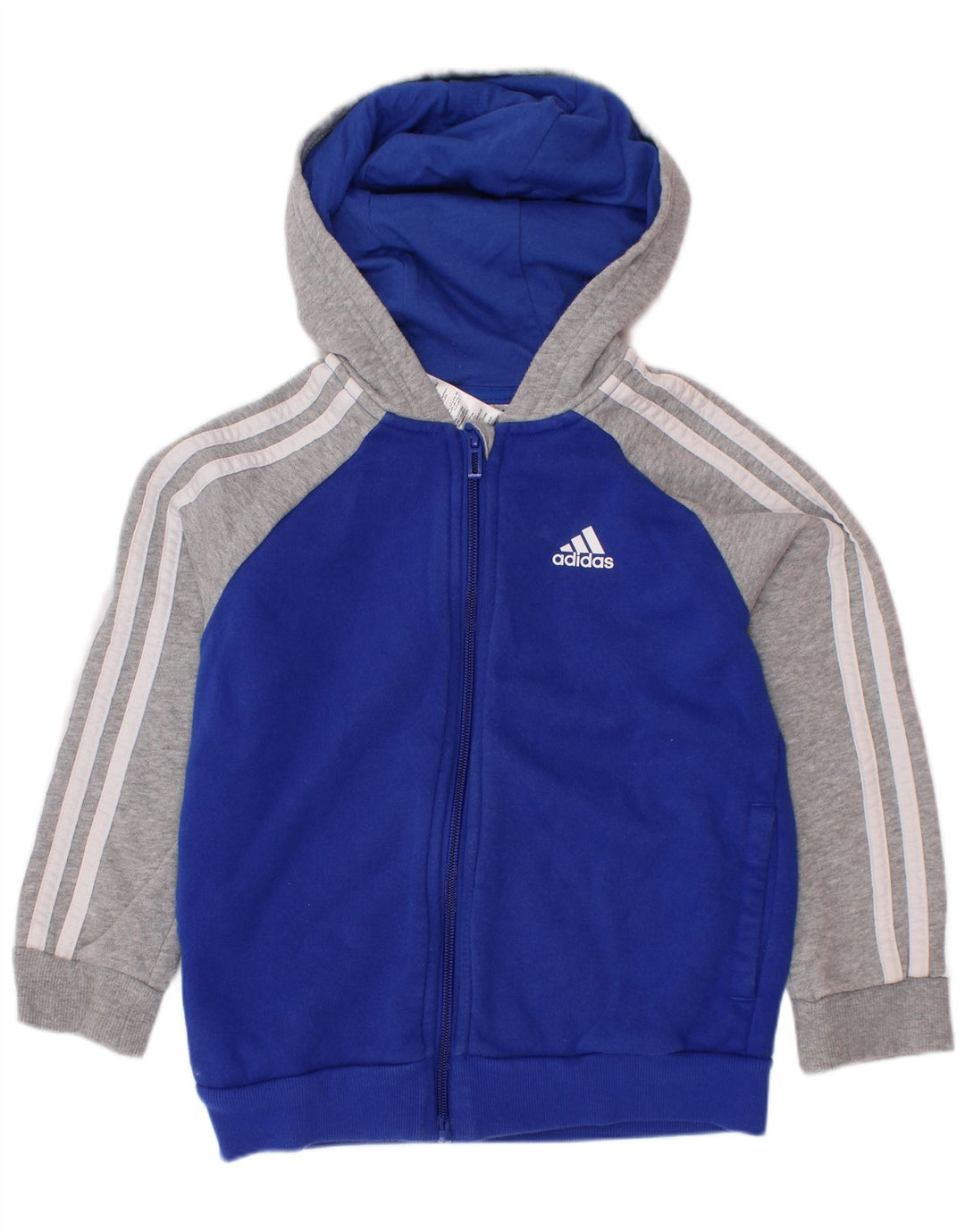 Maglione con cappuccio e zip ADIDAS per ragazzi 6-7 anni in cotone color block blu