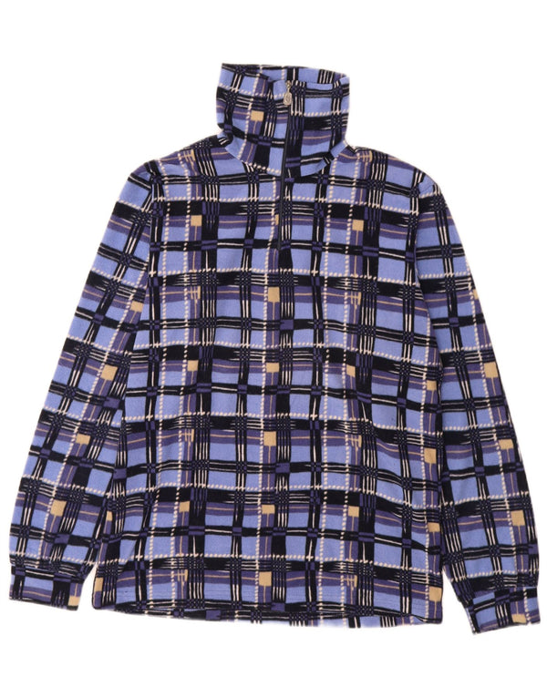 Maglione in pile da donna Conte of Florence con zip e collo UK 14 a quadri blu medio