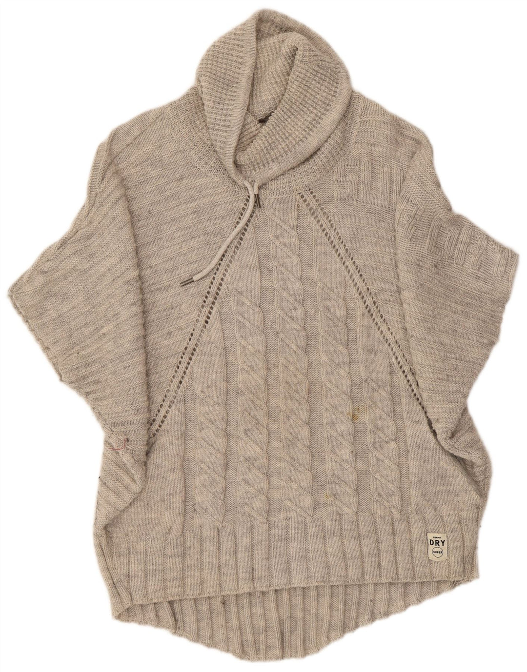 Maglione maglione da donna con collo alto e maniche a 3/4 Superdry UK 16 grande grigio