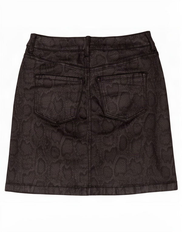 Gonna in pelle da donna Marks & Spencer US 6 XS W26 Cotone nero con stampa animalier