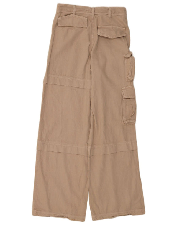 Zara Womens Wide Leg Cargo Trousers Small W26 L33 Beige