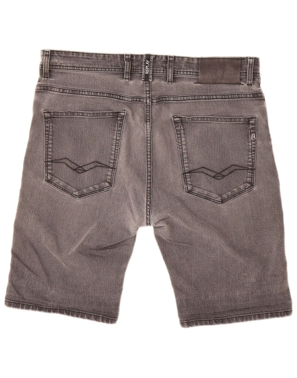 REPLAY Pantaloncini di jeans da uomo W34 Large in cotone grigio