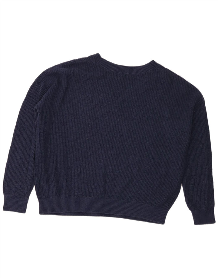 Maglione maglione con scollo a V da donna Marks & Spencer UK 14 medio blu navy