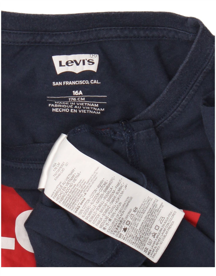 Maglietta grafica da ragazzo Levi's a maniche lunghe 15-16 anni in cotone blu navy