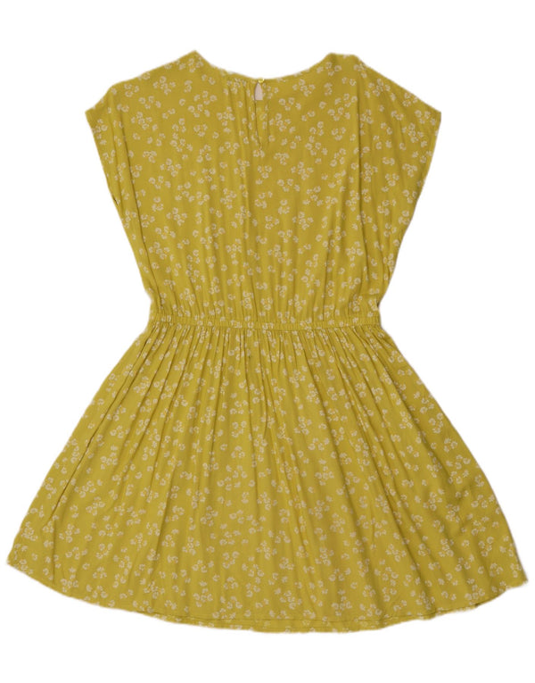 Abito a trapezio da donna Benetton UK 14 giallo medio floreale