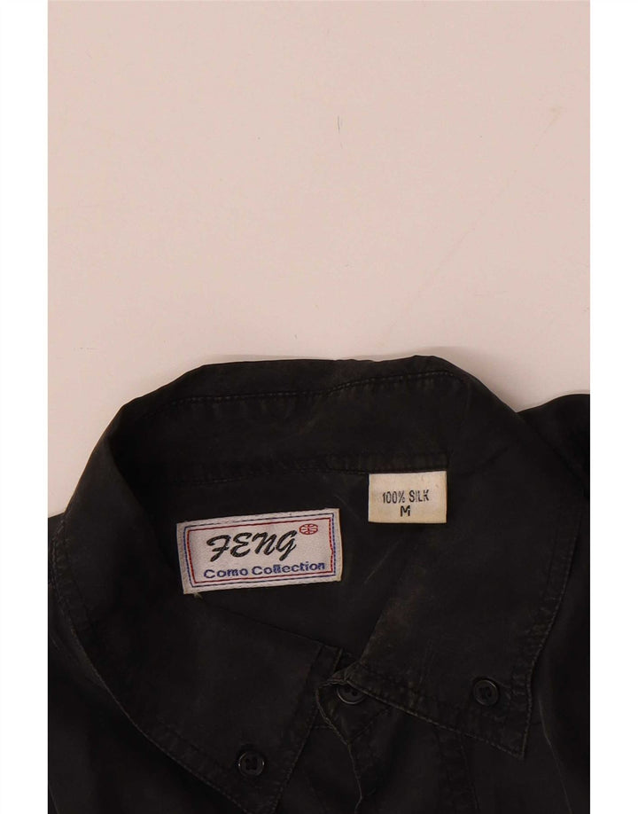 Camicia vintage da uomo in seta nera media