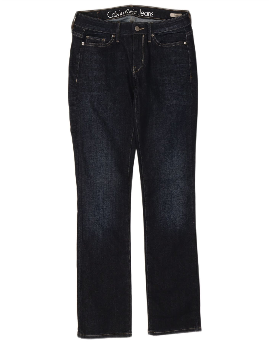 Jeans dritti da donna Calvin Klein W25 L30 cotone blu navy