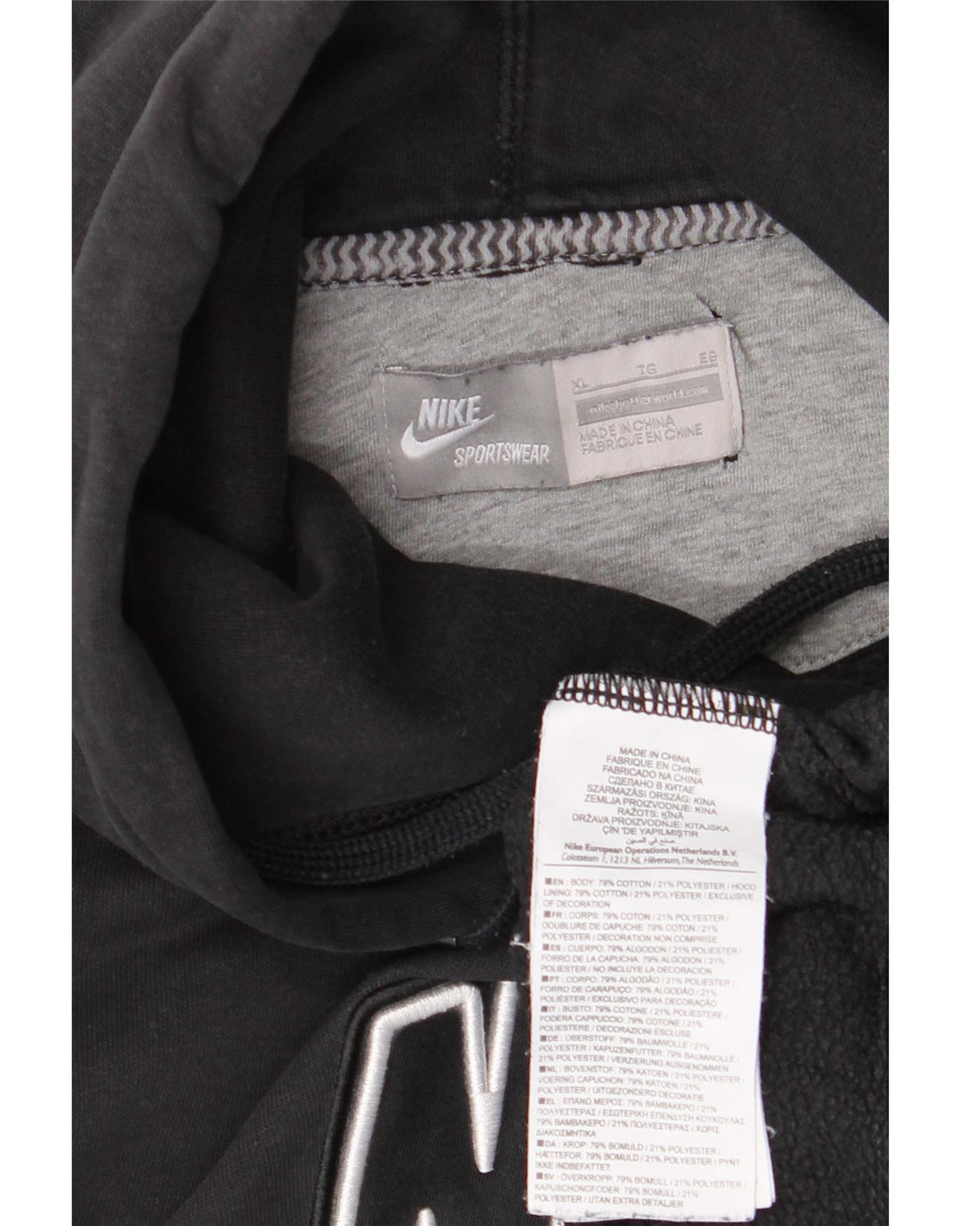 Felpa con cappuccio oversize con grafica NIKE da donna UK 18 XL in cotone nero