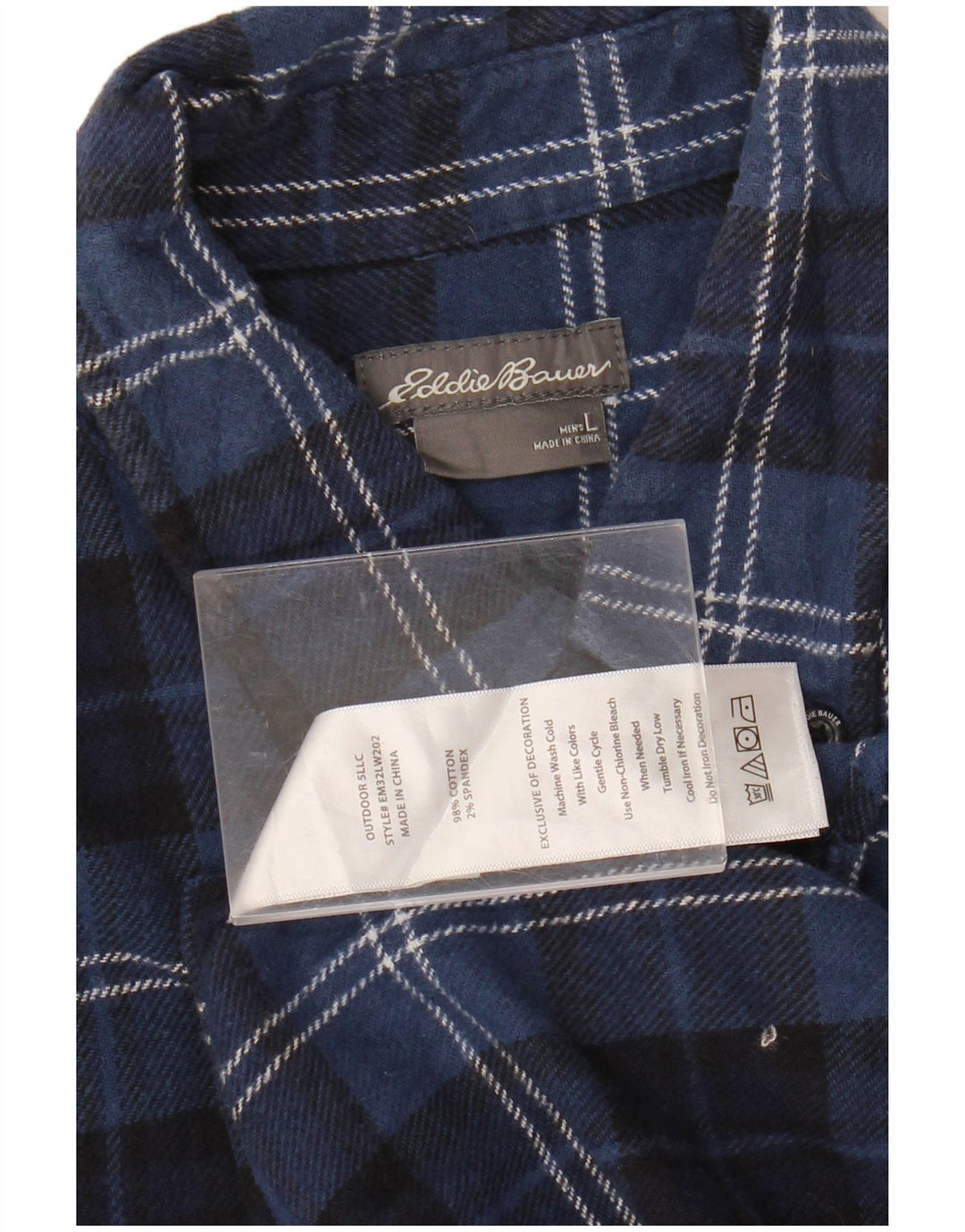 Eddie Bauer Camicia da uomo in flanella di cotone a quadri blu navy grande