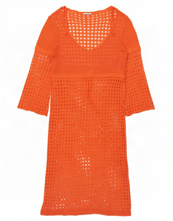 Abito maglione oversize all'uncinetto da donna Zara UK 16 Large Arancione