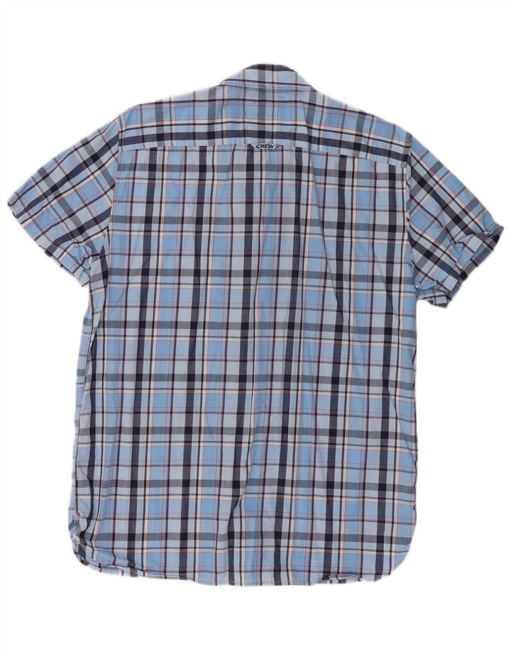 CREW CLOTHING Camicia da uomo a maniche corte in cotone a quadri blu grandi