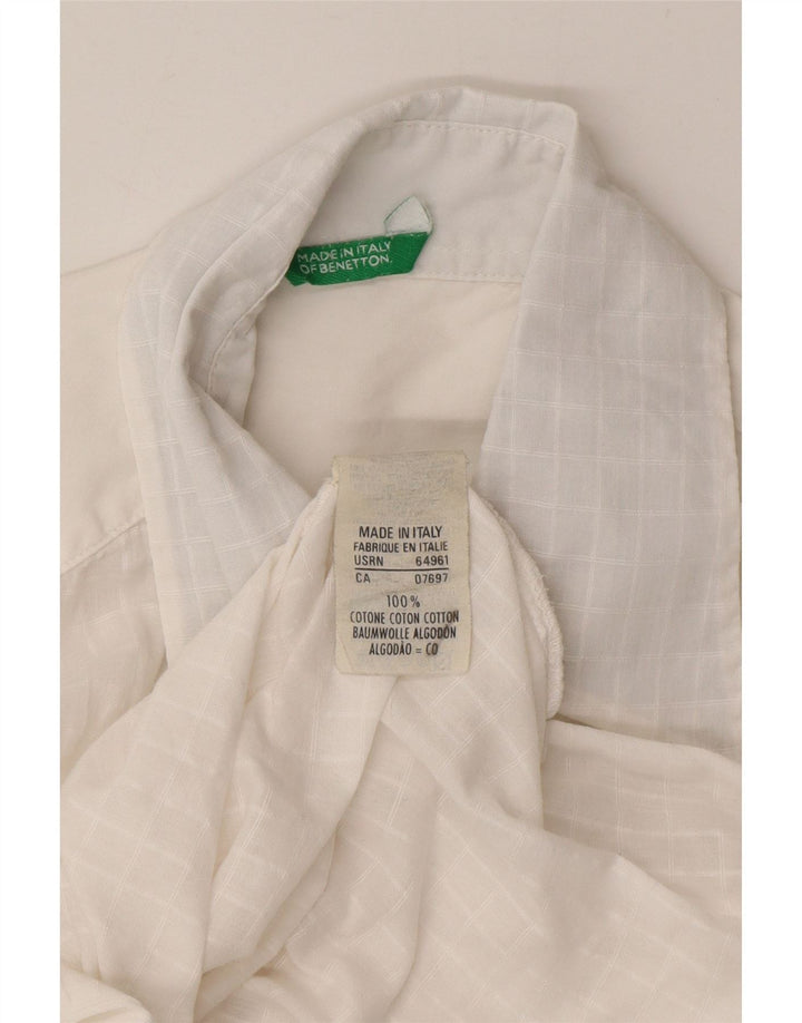 Camicia da donna Benetton UK 14 cotone a quadri bianco medio