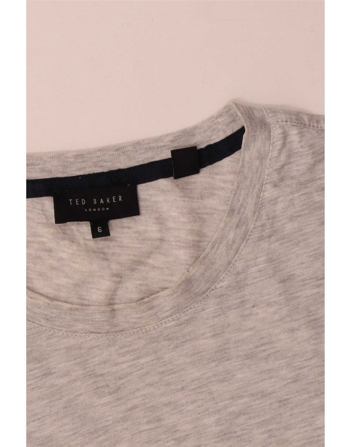 T-shirt grafica da uomo Ted Baker taglia superiore 6 2XL cotone chiazzato grigio