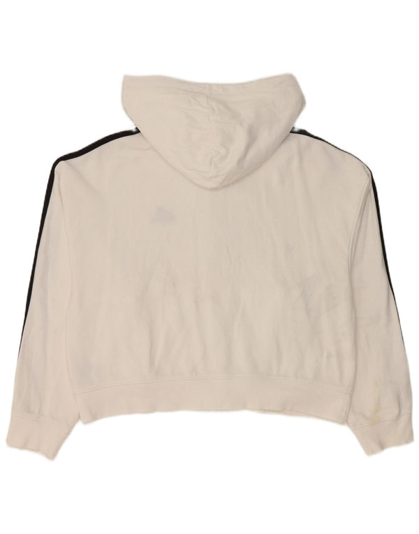 Maglione con cappuccio e zip corta Adidas da donna UK 12/14 Cotone bianco medio