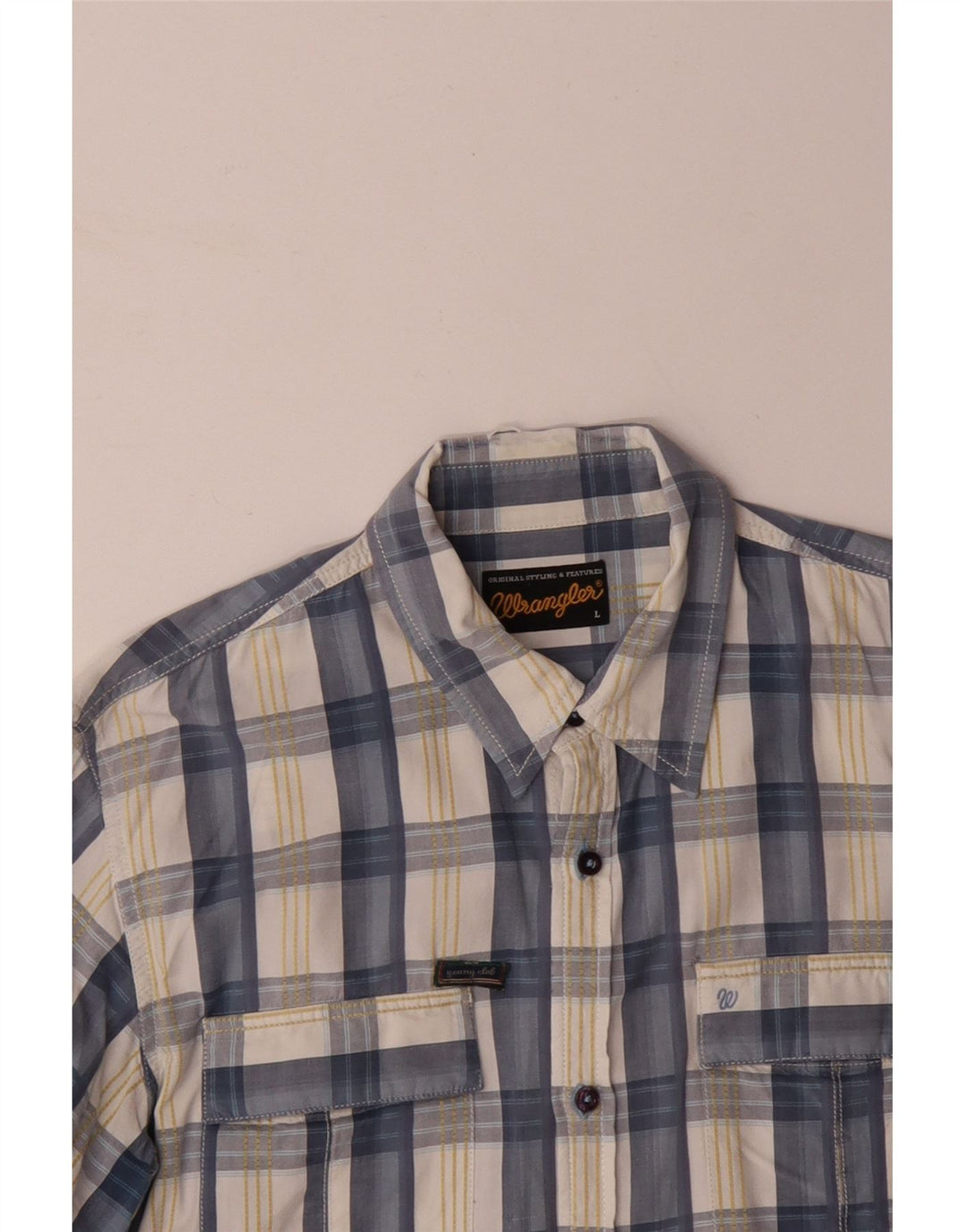 Camicia da uomo WRANGLER grande cotone a quadri blu