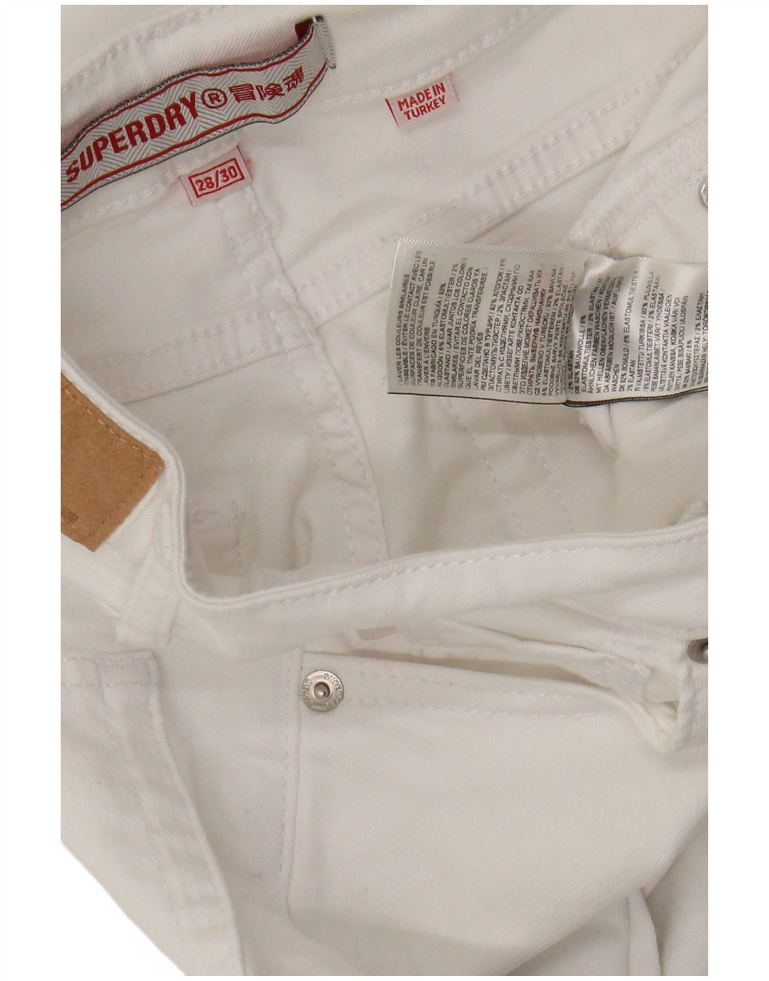 Jeans skinny da donna Superdry W28 L30 cotone bianco