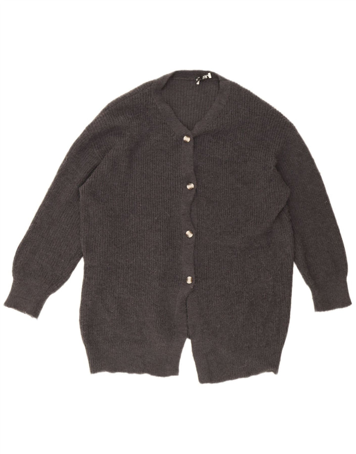 Maglione cardigan oversize a linea lunga da donna Zara UK 16 grande poliestere grigio