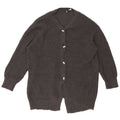 Maglione cardigan oversize a linea lunga da donna Zara UK 16 grande poliestere grigio