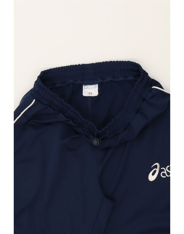 ASICS Mens Graphic Tracksuit Trousers Small  Navy Blue Polyester Vintage Asics and Second-Hand Asics from Messina Hembry 