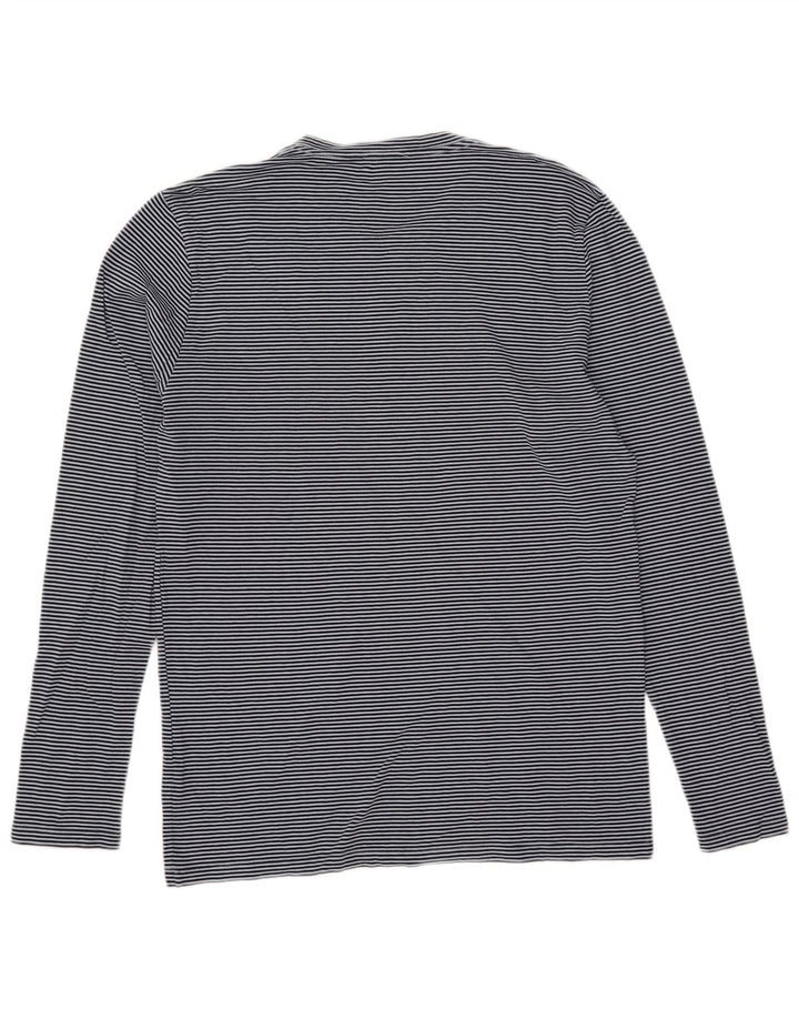 Top da uomo Reiss a maniche lunghe in cotone a righe medie blu navy