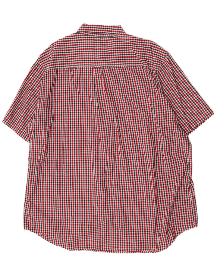 Camicia a maniche corte alta da uomo Chaps 2XL in cotone a quadretti rosso