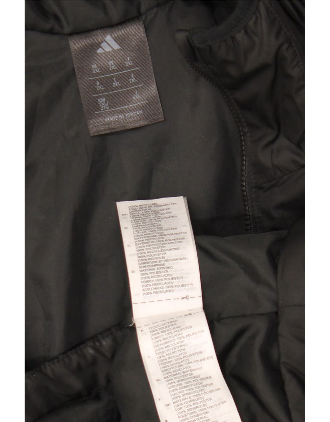 Giacca a vento con cappuccio da uomo Adidas UK 44 2XL poliestere nero