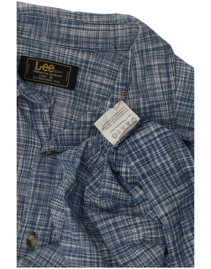 LEE Mens Short Sleeve Shirt Medium Blue Check Cotton