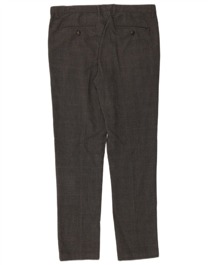 Pantaloni da abito slim da uomo TED BAKER W34 L32 Poliestere a quadri grigi